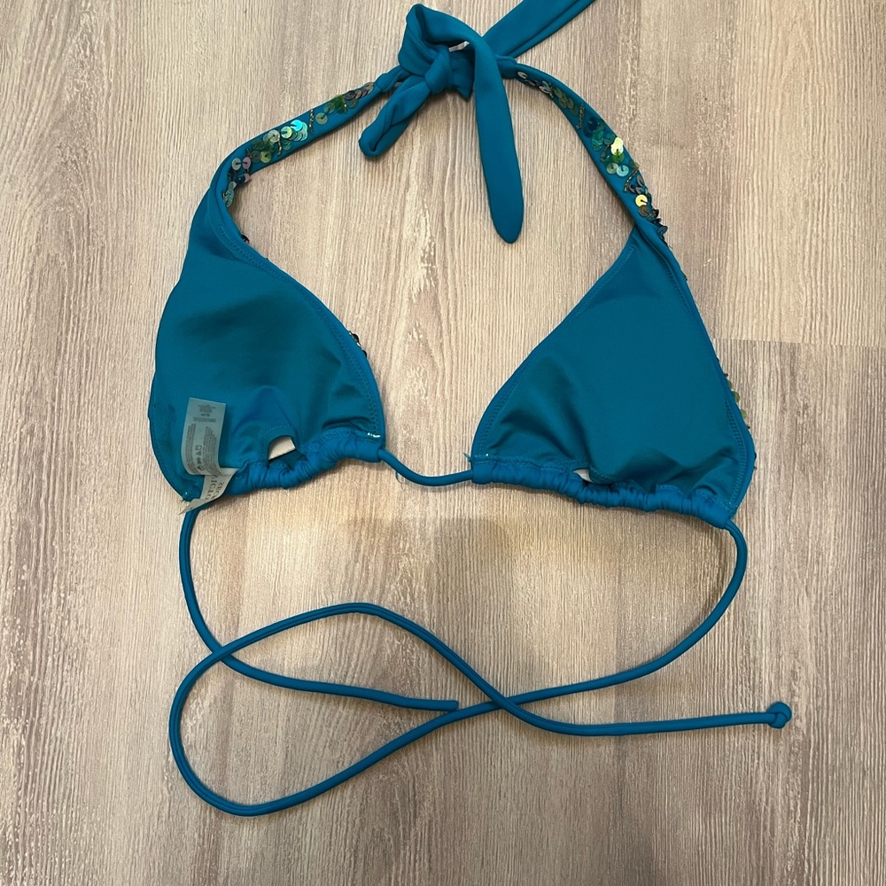 Victoria’s Secret sequin turquoise small bikini top - Picture 2 of 3